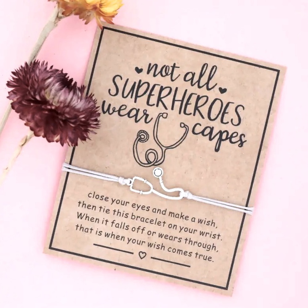 Not All Heroes Wear Capes Stethoscope Wish Bracelet Thank You Nurse Doctor